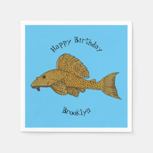 Pleco fish cartoon illustration napkins