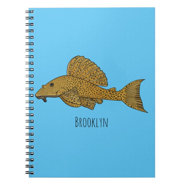Pleco fish cartoon illustration notebook (Front)