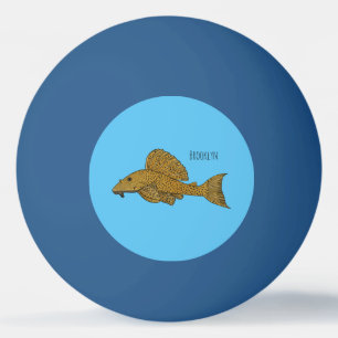 Pleco fish cartoon illustration  ping pong ball