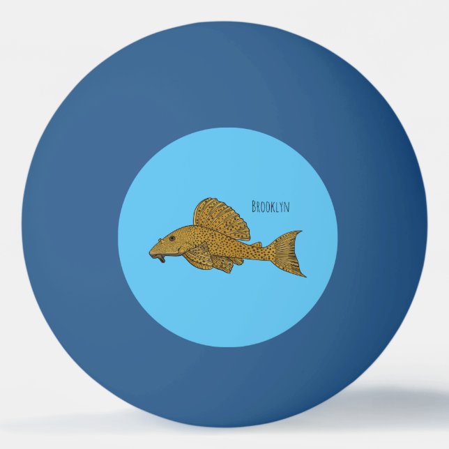 Pleco fish cartoon illustration  ping pong ball (Front)
