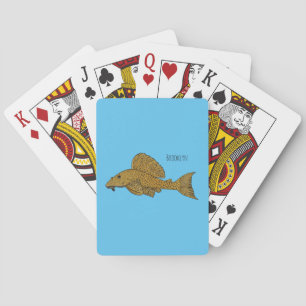 Pleco fish cartoon illustration  poker cards