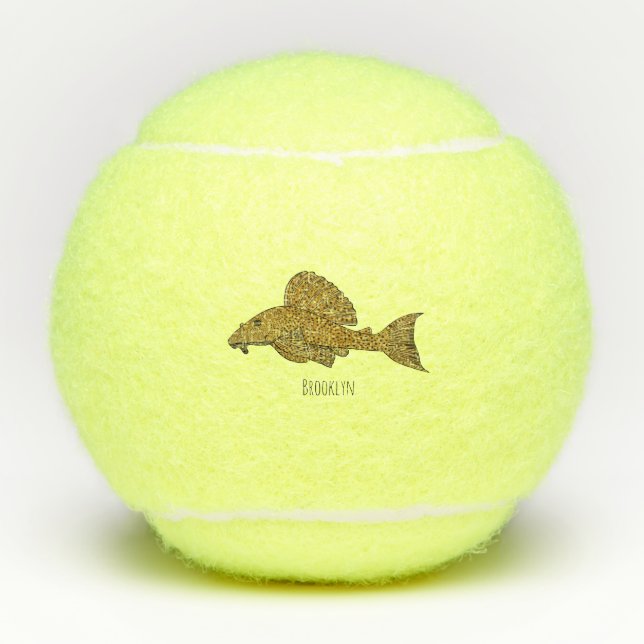 Pleco fish cartoon illustration tennis balls (Front)