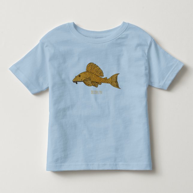Pleco fish cartoon illustration  toddler t-shirt (Front)