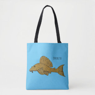 Pleco fish cartoon illustration  tote bag