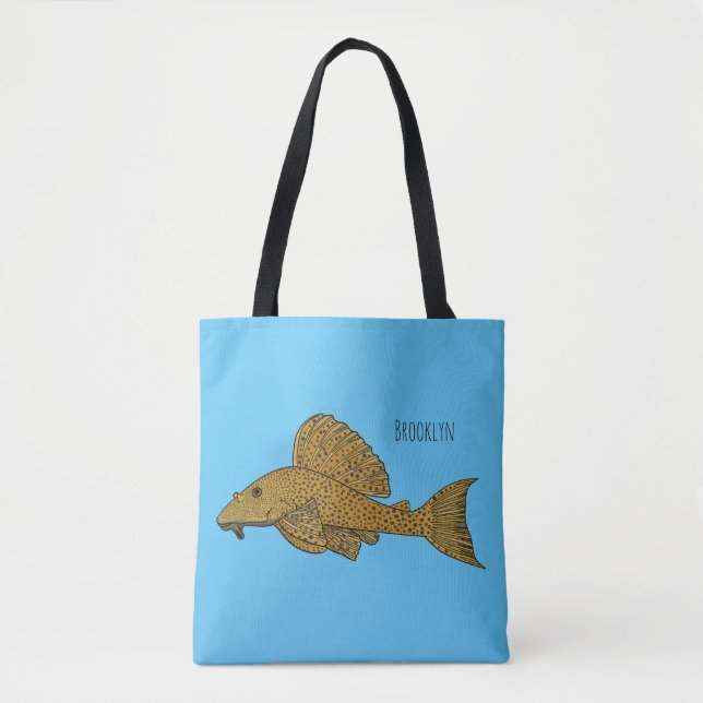 Pleco fish cartoon illustration  tote bag (Front)