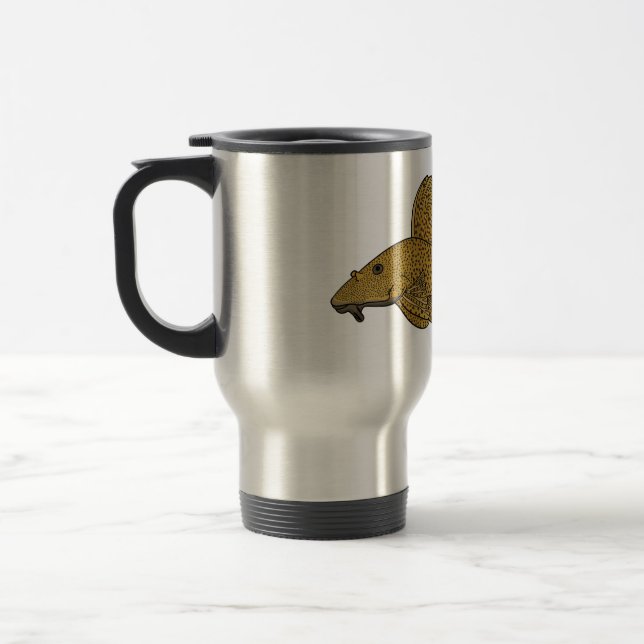 Pleco fish cartoon illustration   travel mug (Left)