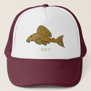 Pleco fish cartoon illustration trucker hat
