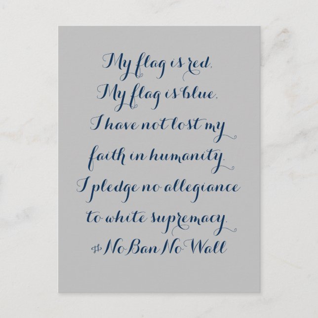 Pledge No Allegiance To White Supremacy Postcard (Front)