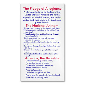 Pledge of Allegiance, National Anthem & America Business Card Magnet