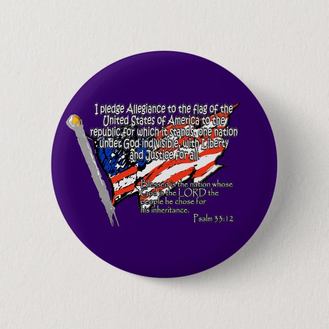 Pledge of Allegiance Psalm 33:12 Button (Front)