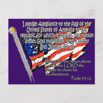 Pledge Of Allegiance Psalm 33:12 Postcard by aandjdesigns at Zazzle