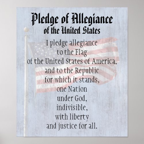 Pledge of Allegiance US Flag History Classroom Poster