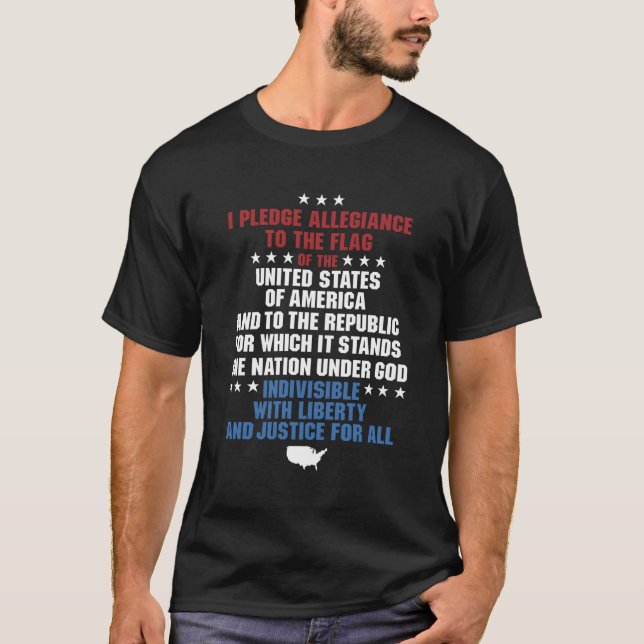 Pledge Of Allegiance Usa United States America Pat T-Shirt (Front)