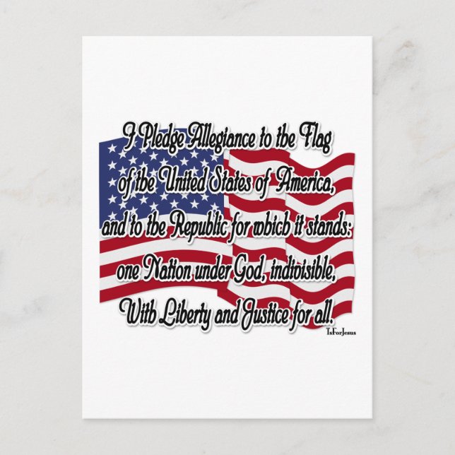 Pledge of Allegiance with US Flag Postcard (Front)