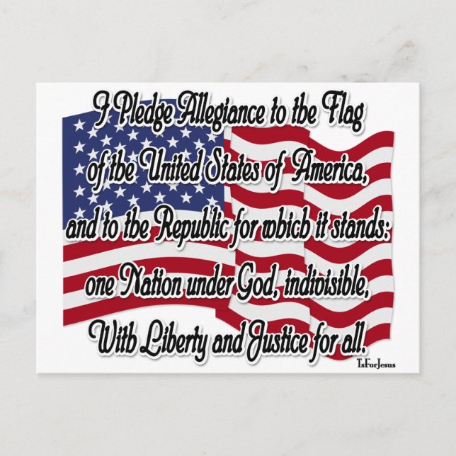Pledge of Allegiance with US Flag Postcard (Front)