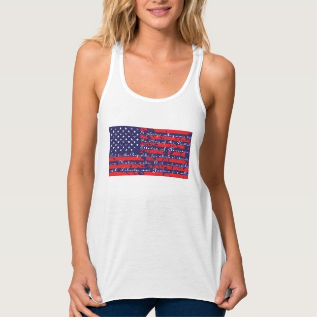 Pledge of Allegience American Flag Tank Top (Front)