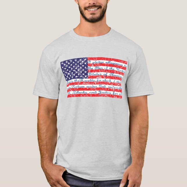 Pledge of Allegience USA Flag T-Shirt (Front)