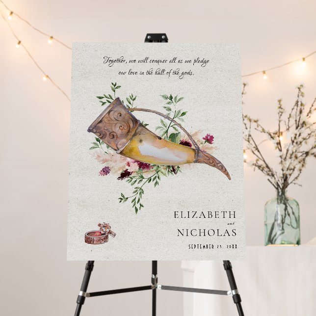 Pledge Our Love | Elegant Viking Wedding Welcome Foam Board (In Situ (Stand))