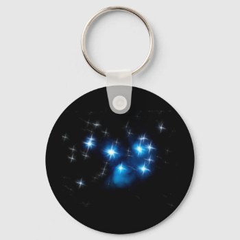 Pleiades Blue Star Cluster Keychain by Aurora_Lux_Designs at Zazzle