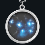 Pleiades Blue Star Cluster Silver Plated Necklace<br><div class="desc">For more like this, visit About this design: The Pleiades, or "Seven Sisters, " is a luminous star cluster located in the constellation Taurus. It is one of the nearest star clusters to the Earth and is easily visbile in the Northern Hemisphere in winter, and in the Southern Hemispehere during...</div>