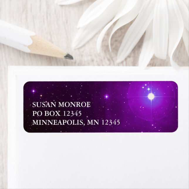 Pleiades in Purple Celestial Photo Label (Insitu)