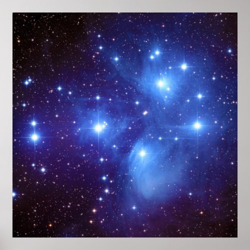 Pleiades Open Star Cluster Seven Sisters in Taurus Poster