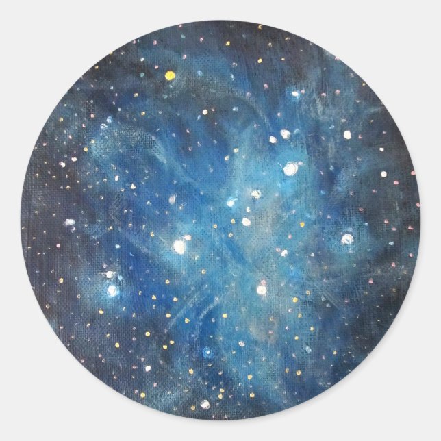Pleiades Space Art Constellation Painting Print Classic Round Sticker (Front)