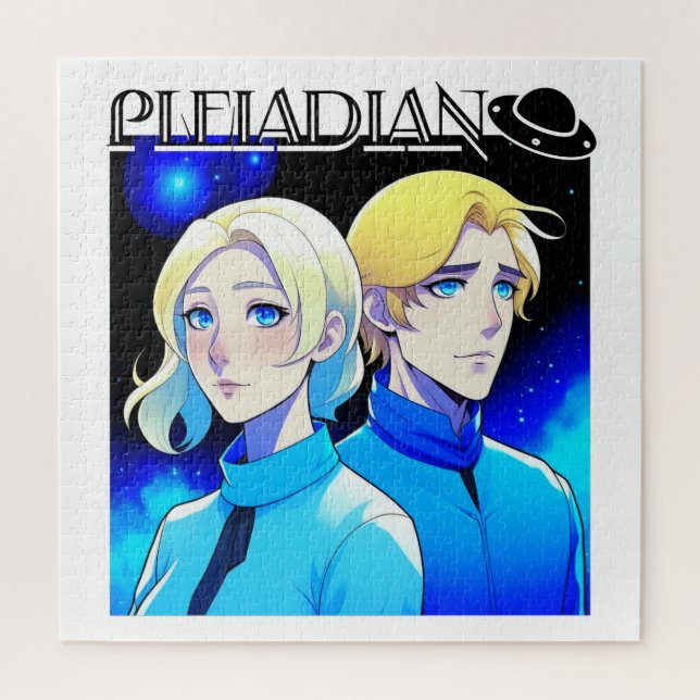 Pleiadian Alien Race and UFO Jigsaw Puzzle (Vertical)