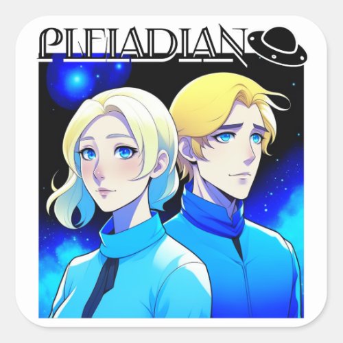 Pleiadian Alien Race and UFO Square Sticker