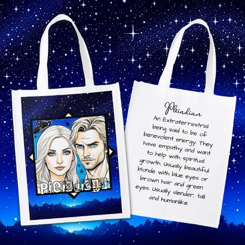 Pleiadian Extra Terrestrials and UFO Grocery Bag