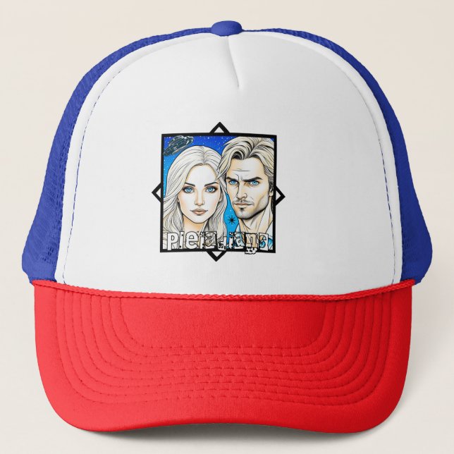 Pleiadian Extra Terrestrials and UFO Trucker Hat (Front)