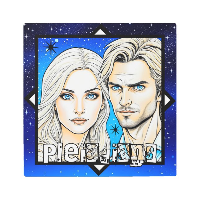 Pleiadians Extra Terrestrials Race with Stars Metal Print (Front)