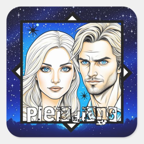 Pleiadians Extra Terrestrials Race with Stars Square Sticker