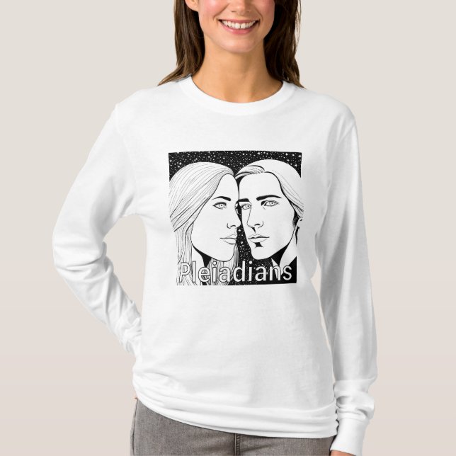 Pleiadians Tall Extraterrestrials Female and Male T-Shirt (Front)
