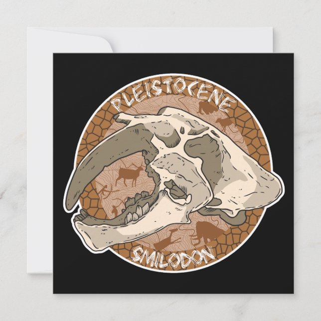 Pleistocene Paleoart Smilodon Skull Invitation (Front)