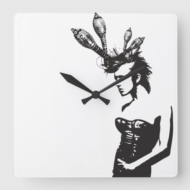 Plena Punk Puerto Rican Art Square Wall Clock (Front)