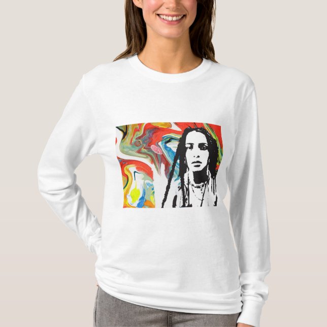 Plena Punk Puerto Rican Art Women's Long Sleeve T-Shirt (Front)