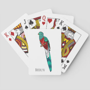 plendent quetzal bird cartoon illustration poker cards