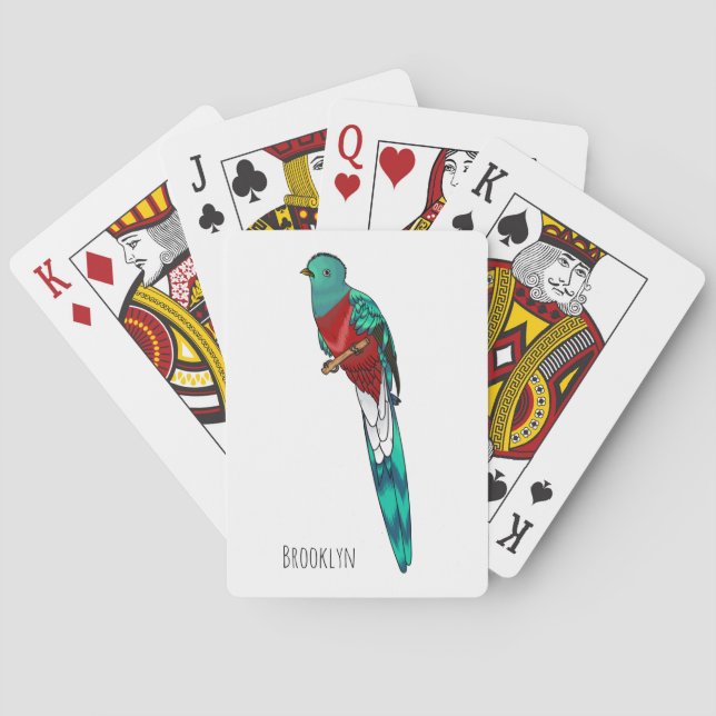 plendent quetzal bird cartoon illustration poker cards (Back)