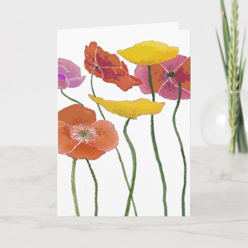 Plentiful Colorful Poppies Easter Card