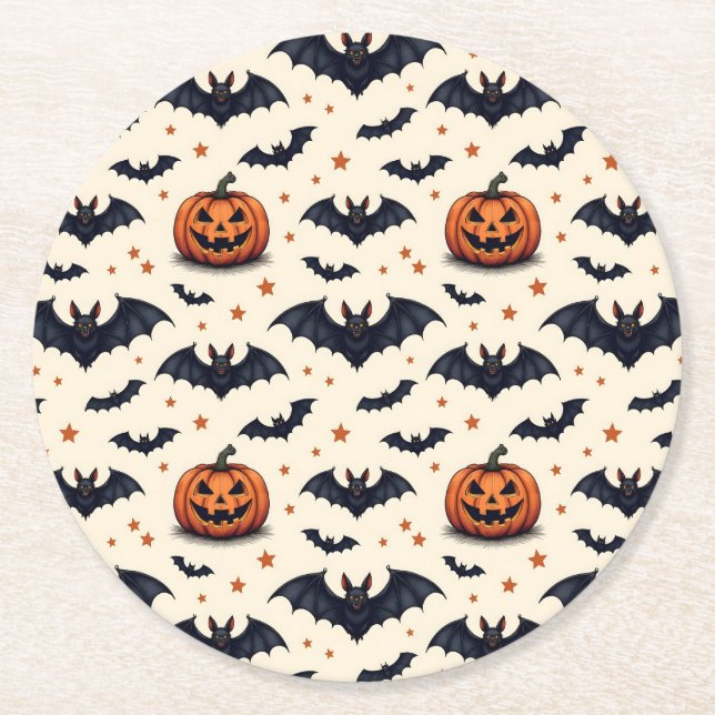 Plenty of Bats Round Paper Coaster (Front)