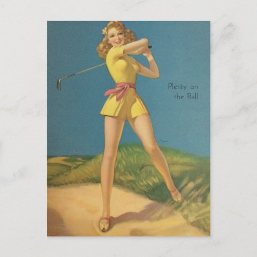 Plenty on the ball   Vintage Pin up girl Postcard