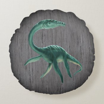 Plesiosaurus Dinosaur Round Pillow by FantasyPillows at Zazzle