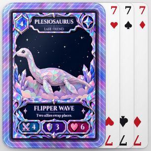 Plesiosaurus, Rainbow Foil Art Poker Cards