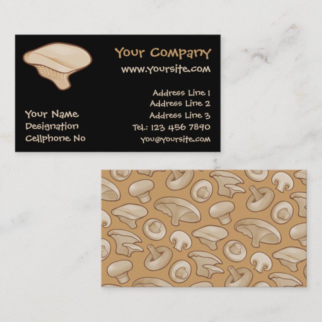 Pleurotus Mushroom Icon Business Card (Front/Back)