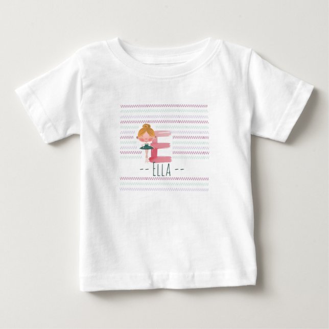 Plink Cute Ballerina Letter E Toddler  Baby T-Shirt (Front)