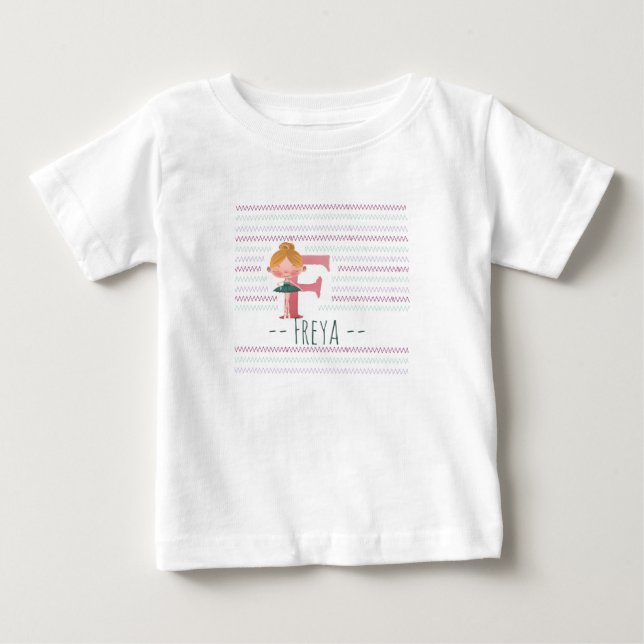 Plink Cute Ballerina Letter F Toddler  Baby T-Shirt (Front)