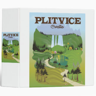 Plitvice Croatia travel poster 3 Ring Binder
