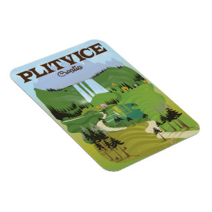 Plitvice Croatia travel poster Magnet