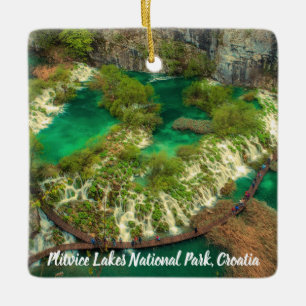Plitvice Lakes National Park Croatia stylized Ceramic Ornament